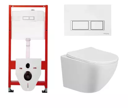 Комплект 3 в 1 инсталляция для унитазов Tece Tecespring S955203 + Унитаз подвесной BelBagno Tre BB8001CHR/SC с кнопкой глянцевой белой
