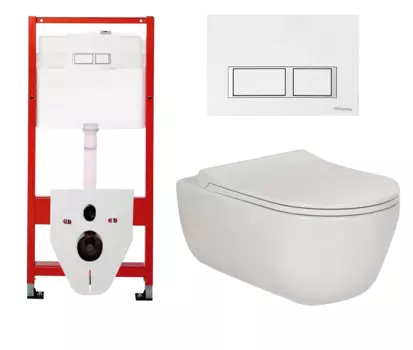 Комплект 3 в 1 инсталляция для унитазов Tece Tecespring S955203 + Унитаз подвесной Berges Wasserhaus Ego XL 082118 с кнопкой глянцевой белой