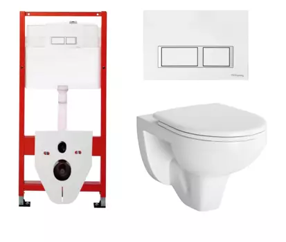 Комплект 3 в 1 инсталляция для унитазов Tece Tecespring S955203 + Унитаз подвесной Berges Wasserhaus Gamma 081105 с кнопкой глянцевой белой