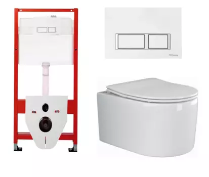 Комплект 3 в 1 инсталляция для унитазов Tece Tecespring S955203 + Унитаз подвесной Ceramica Nova Moments CN3003 с кнопкой глянцевой белой
