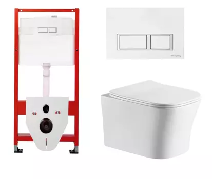 Комплект 3 в 1 инсталляция для унитазов Tece Tecespring S955203 + Унитаз подвесной CeruttiSpa Marmolada aria CT7778 с кнопкой глянцевой белой