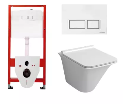 Комплект 3 в 1 инсталляция для унитазов Tece Tecespring S955203 + Унитаз подвесной Grossman GR-4413S с кнопкой глянцевой белой
