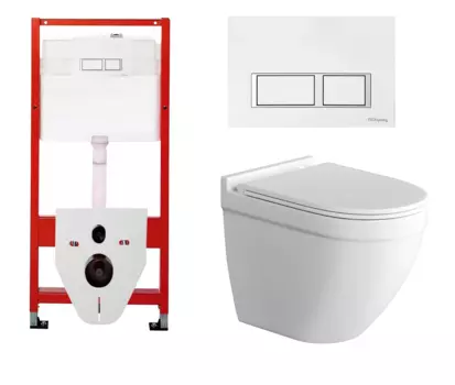 Комплект 3 в 1 инсталляция для унитазов Tece Tecespring S955203 + Унитаз подвесной Grossman GR-4483S с кнопкой глянцевой белой