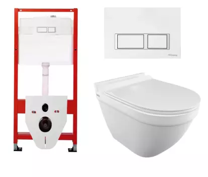 Комплект 3 в 1 инсталляция для унитазов Tece Tecespring S955203 + Унитаз подвесной Iddis Cloud CLORDSEi25 с кнопкой глянцевой белой