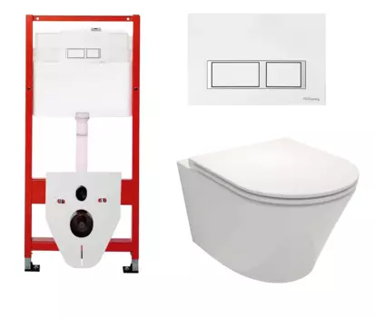 Комплект 3 в 1 инсталляция для унитазов Tece Tecespring S955203 + Унитаз подвесной Jacob Delafon Rodin+ EDY102-00 с кнопкой глянцевой белой