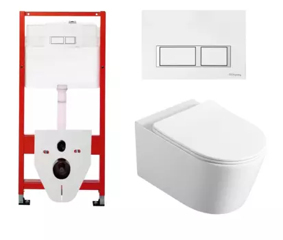 Комплект 3 в 1 инсталляция для унитазов Tece Tecespring S955203 + Унитаз подвесной Vincea Cute VT1-24 с кнопкой глянцевой белой