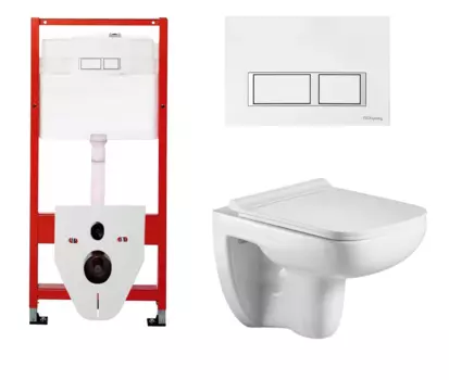 Комплект 3 в 1 инсталляция для унитазов Tece Tecespring S955203 + Унитаз подвесной WeltWasser Kehlbach 004 GL-WT с кнопкой глянцевой белой