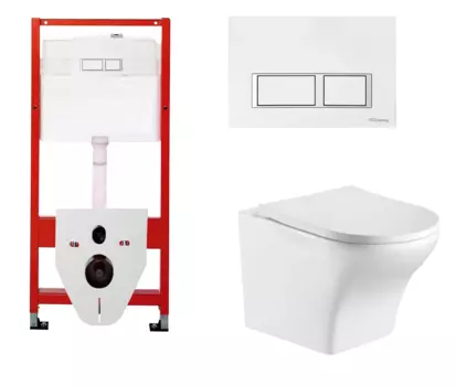 Комплект 3 в 1 инсталляция для унитазов Tece Tecespring S955203 + Унитаз подвесной WeltWasser Odenbach 004 GL-WT с кнопкой глянцевой белой