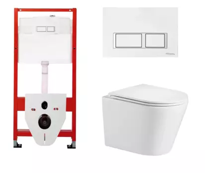 Комплект 3 в 1 инсталляция для унитазов Tece Tecespring S955203 + Унитаз подвесной WeltWasser Salzbach 043 GL-WT с кнопкой глянцевой белой