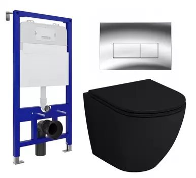 Комплект 3 в 1 инсталляция Enio Tecnico 52 EN8050052 + Унитаз подвесной Grossman GR-4455BMS + кнопка хром