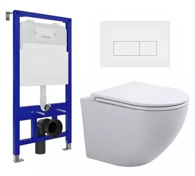 Комплект 3 в 1 инсталляция Enio Tecnico 52 EN8050052 + Подвесной унитаз SinteSi EVI + кнопка белая матовая