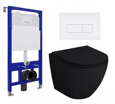 Комплект 3 в 1 инсталляция Enio Tecnico 52 EN8050052 + Унитаз подвесной Grossman GR-4455BMS + кнопка белая матовая