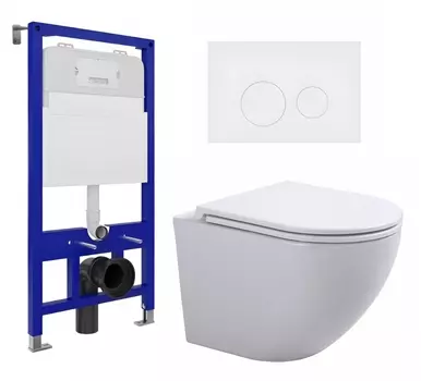 Комплект 3 в 1 инсталляция Enio Tecnico 52 EN8050052 + Подвесной унитаз SinteSi EVI + кнопка белая матовая