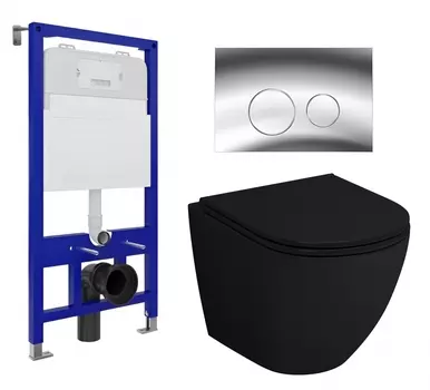 Комплект 3 в 1 инсталляция Enio Tecnico 52 EN8050052 + Унитаз подвесной Grossman GR-4455BMS + кнопка хром