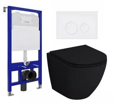 Комплект 3 в 1 инсталляция Enio Tecnico 52 EN8050052 + Унитаз подвесной Grossman GR-4455BMS + кнопка белая матовая