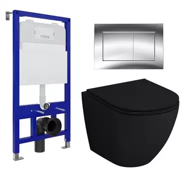 Комплект 3 в 1 инсталляция Enio Tecnico 52 EN8050052 + Унитаз подвесной Grossman GR-4455BMS + кнопка хром