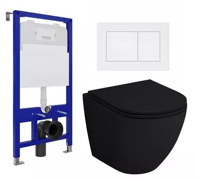 Комплект 3 в 1 инсталляция Enio Tecnico 52 EN8050052 + Унитаз подвесной Grossman GR-4455BMS + кнопка белая матовая