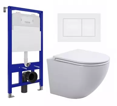 Комплект 3 в 1 инсталляция Enio Tecnico 52 EN8050052 + Подвесной унитаз SinteSi EVI + кнопка белая матовая