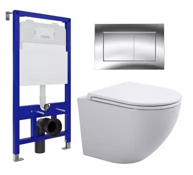 Комплект 3 в 1 инсталляция Enio Tecnico 52 EN8050052 + Подвесной унитаз SinteSi EVI + кнопка хром