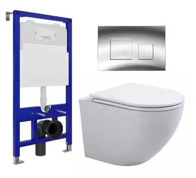 Комплект 3 в 1 инсталляция Enio Tecnico 52 EN8050052 + Подвесной унитаз SinteSi EVI + кнопка хром