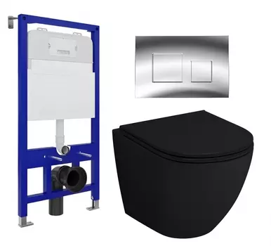 Комплект 3 в 1 инсталляция Enio Tecnico 52 EN8050052 + Унитаз подвесной Grossman GR-4455BMS + кнопка хром