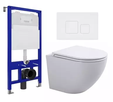 Комплект 3 в 1 инсталляция Enio Tecnico 52 EN8050052 + Подвесной унитаз SinteSi EVI + кнопка белая матовая