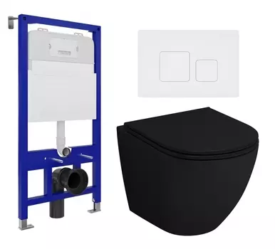 Комплект 3 в 1 инсталляция Enio Tecnico 52 EN8050052 + Унитаз подвесной Grossman GR-4455BMS + кнопка белая матовая