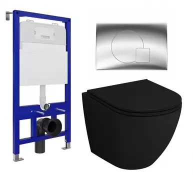 Комплект 3 в 1 инсталляция Enio Tecnico 52 EN8050052 + Унитаз подвесной Grossman GR-4455BMS + кнопка хром