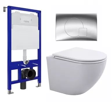 Комплект 3 в 1 инсталляция Enio Tecnico 52 EN8050052 + Подвесной унитаз SinteSi EVI + кнопка хром