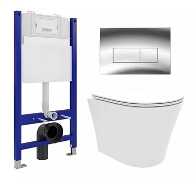Комплект 3 в 1 инсталляция Enio Tecnico 50 EN8050050 + Унитаз подвесной Enio Neo EN5370588 + кнопка хром