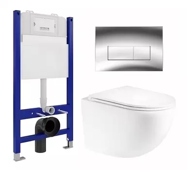 Комплект 3 в 1 инсталляция Enio Tecnico 50 EN8050050 + Унитаз подвесной Enio Unico Tornado EN2105073 + кнопка хром