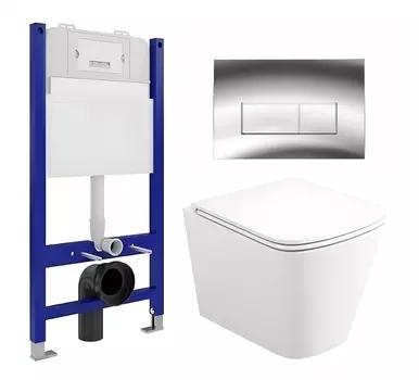 Комплект 3 в 1 инсталляция Enio Tecnico 50 EN8050050 + Унитаз подвесной Enio Binario Tornado EN4180237 + кнопка хром