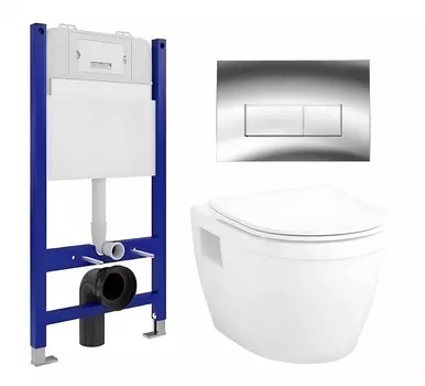 Комплект 3 в 1 инсталляция Enio Tecnico 50 EN8050050 + Унитаз подвесной Enio Bolo EN8350034 + кнопка хром