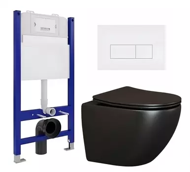 Комплект 3 в 1 инсталляция Enio Tecnico 50 EN8050050 + Унитаз подвесной Ceramica Nova Metropol CN4002MB + кнопка белая матовая