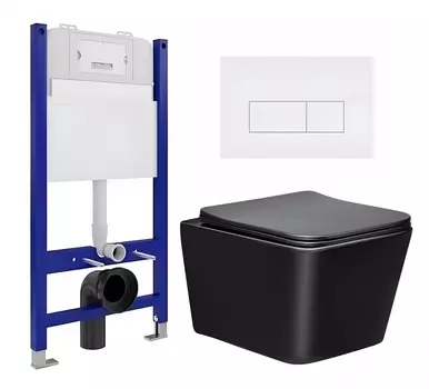 Комплект 3 в 1 инсталляция Enio Tecnico 50 EN8050050 + Унитаз Vincea Q-Line VT1-12MB + кнопка белая матовая