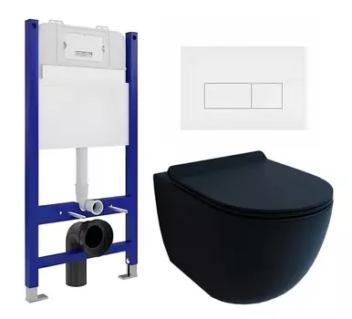 Комплект 3 в 1 инсталляция Enio Tecnico 50 EN8050050 + Унитаз подвесной Esbano Garcia + кнопка белая матовая