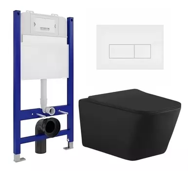 Комплект 3 в 1 инсталляция Enio Tecnico 50 EN8050050 + Унитаз подвесной Aquanet Tavr-W BW 287011 + кнопка белая матовая