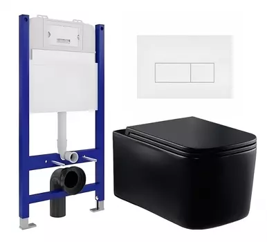 Комплект 3 в 1 инсталляция Enio Tecnico 50 EN8050050 + Унитаз Vincea Ultra Rimless VT1-32MB + кнопка белая матовая
