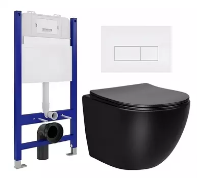 Комплект 3 в 1 инсталляция Enio Tecnico 50 EN8050050 + Унитаз Vincea Globo VT1-14SMB + кнопка белая матовая