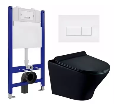 Комплект 3 в 1 инсталляция Enio Tecnico 50 EN8050050 + Унитаз подвесной Esbano Aster ESUPASTEBM + кнопка белая матовая