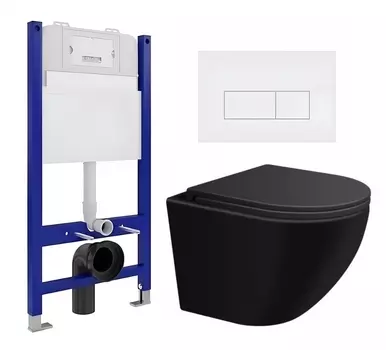 Комплект 3 в 1 инсталляция Enio Tecnico 50 EN8050050 + Подвесной унитаз SinteSi EVI + кнопка белая матовая