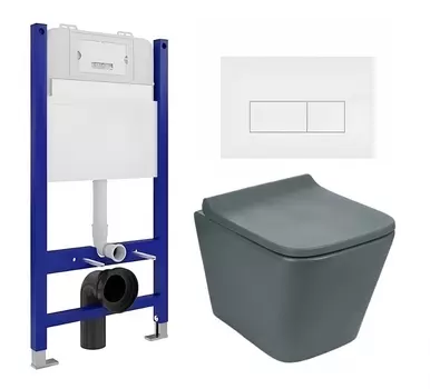 Комплект 3 в 1 инсталляция Enio Tecnico 50 EN8050050 + Унитаз подвесной Weltwasser WW SK Gelbach 041 MT-GR + кнопка белая матовая