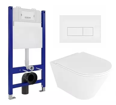 Комплект 3 в 1 инсталляция Enio Tecnico 50 EN8050050 + Унитаз подвесной Enio Cento EN4280110 + кнопка белая матовая