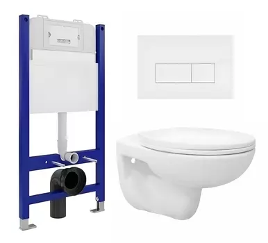 Комплект 3 в 1 инсталляция Enio Tecnico 50 EN8050050 + Унитаз подвесной Enio Ekos EN0170571 + кнопка белая матовая