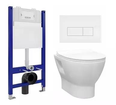 Комплект 3 в 1 инсталляция Enio Tecnico 50 EN8050050 + Унитаз подвесной Enio Nativo EN1270551 + кнопка белая матовая