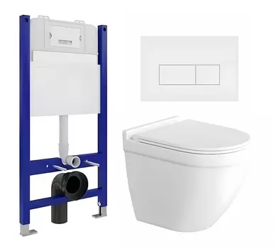 Комплект 3 в 1 инсталляция Enio Tecnico 50 EN8050050 + Унитаз подвесной Enio Pulito EN1170052 + кнопка белая матовая