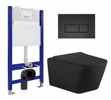 Комплект 3 в 1 инсталляция Enio Tecnico 50 EN8050050 + Унитаз подвесной Aquanet Tavr-W BW 287011 + кнопка черная матовая