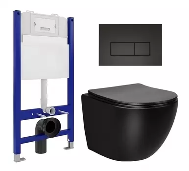 Комплект 3 в 1 инсталляция Enio Tecnico 50 EN8050050 + Унитаз Vincea Globo VT1-14SMB + кнопка черная матовая