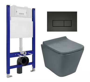 Комплект 3 в 1 инсталляция Enio Tecnico 50 EN8050050 + Унитаз подвесной Weltwasser WW SK Gelbach 041 MT-GR + кнопка черная матовая