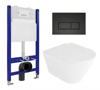 Комплект 3 в 1 инсталляция Enio Tecnico 50 EN8050050 + Унитаз подвесной Enio Cento EN4280110 + кнопка черная матовая